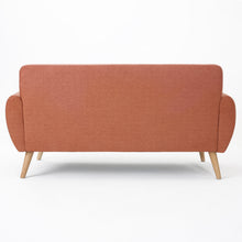 Noble House Abitha Fabric Tufted Sofa, Burnt Orange, Natural Oak