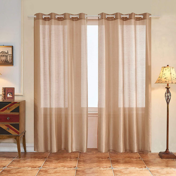 Subrtex 2 Faux Silk Semi-Sheer Window Elegance Curtains (52\'\' x 84\'\', Taupe)