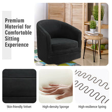 Gymax Set of 2 Modern Swivel Barrel Chair Velvet Accent Chair with Metal Base
