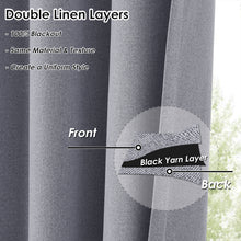 Melodieux Linen-textured Blackout Room-Darkening Thermal Insulated Curtains