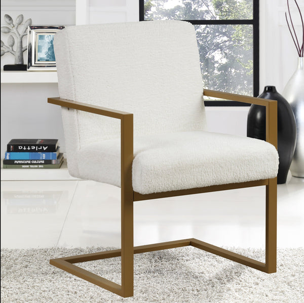 Ember Interiors Silas Modern Lounge Chair with Arms, Cream Fabric