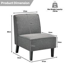 Gymax Set of 2 Armless Accent Chair Fabric Single Sofa w/ Rubber Wood Legs Grey