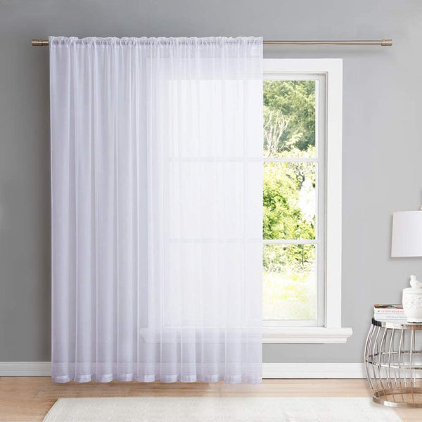 NICETOWN White 84 Inch Long, Extra Wide Sheer Voile Window Curtains Panel