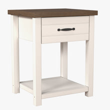 Lancaster Farmhouse Oak Top 1 Drawer Nightstand, Set of 2, Ivory