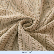 Subrtex Stretch 2-Piece Sofa Slipcover Striped Jacquard Couch Sofa Cover (Large, Beige Brown)