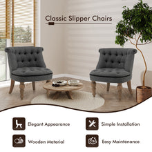 Gymax Set of 2 Upholstered Slipper Chairs Armless Accent Chairs w/ Beech Wood Legs