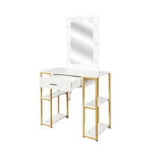 UBesGoo Vanity Table Set with Lighted Mirror, Makeup Table with Drawers, Dressing Vanity Tables, Dresser Desk for Girls, Women, White