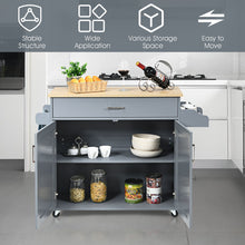 Costway Rolling Kitchen Island Cart Storage Cabinet w/ Towel & Spice Rack Gray