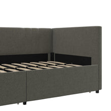 Queer Eye Charis Upholstered Daybed with Storage Drawers, Light Gray Linen, Twin size