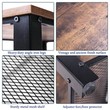 Jaxpety Coffee Table with Metal Frame and Mesh Storage Shelf for Living Room, Rustic Brown