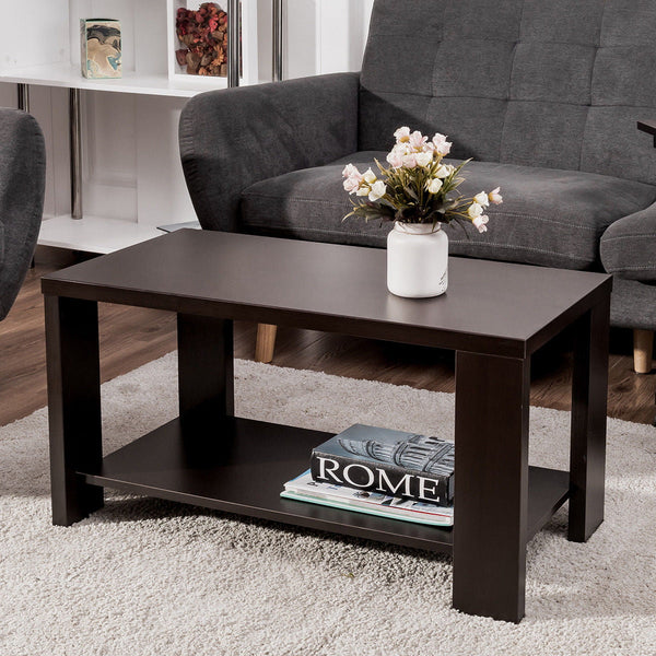 Costway Coffee Table Rectangular Cocktail Table Living Room Furniture