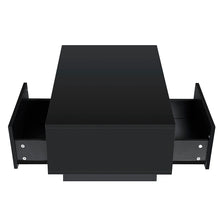 LED Coffee Table Side Table High Gloss Modern Coffee Tea Table W/Drawer & Open Shelf for Living Room Black