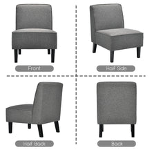 Gymax Set of 2 Armless Accent Chair Fabric Single Sofa w/ Rubber Wood Legs Grey