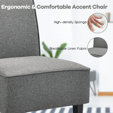 Gymax Set of 2 Armless Accent Chair Fabric Single Sofa w/ Rubber Wood Legs Grey