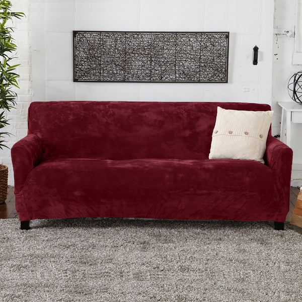 Great Bay Home Stretch Velvet-Plush Washable Sofa Slipcover