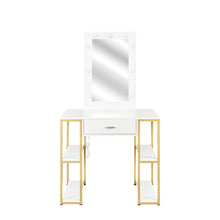 UBesGoo Vanity Table Set with Lighted Mirror, Makeup Table with Drawers, Dressing Vanity Tables, Dresser Desk for Girls, Women, White