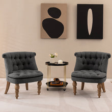 Gymax Set of 2 Upholstered Slipper Chairs Armless Accent Chairs w/ Beech Wood Legs