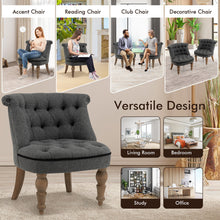 Gymax Set of 2 Upholstered Slipper Chairs Armless Accent Chairs w/ Beech Wood Legs