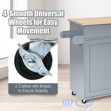 Costway Rolling Kitchen Island Cart Storage Cabinet w/ Towel & Spice Rack Gray