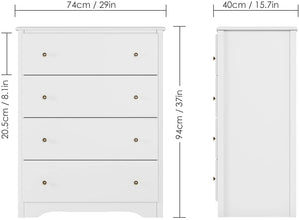 Vebreda Modern Drawer Dresser 4 Drawer Chest, White