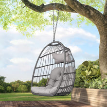 RADIATA Foldable Wicker Rattan Hanging Egg Chair with Stand, Swing Chair with Cushion and Pillow, Lounging Chair for Indoor Outdoor Bedroom Patio Garden (Beige with Stand)