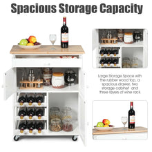 Gymax Modern Rolling Kitchen Cart Trolley Island Storage Cabinet w/Drawer&Wine Rack