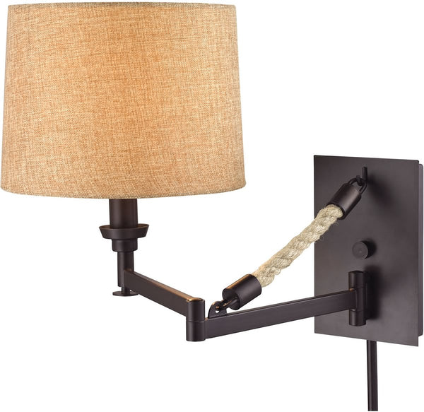 Natural Rope 1-Light Swingarm Oil Rubbed Bronze