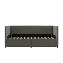 Queer Eye Charis Upholstered Daybed with Storage Drawers, Light Gray Linen, Twin size