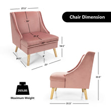 Gymax Set of 2 Swoop Arm Accent Chair Modern Velvet Chair w/ Rubber Wood Legs