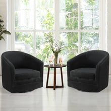 Gymax Set of 2 Modern Swivel Barrel Chair Velvet Accent Chair with Metal Base