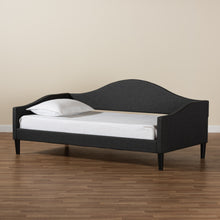 Baxton Studio Milligan Modern and Contemporary Charcoal Fabric Upholstered and Dark Brown Finished Wood, Twin Size Daybed