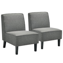 Gymax Set of 2 Armless Accent Chair Fabric Single Sofa w/ Rubber Wood Legs Grey