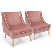 Gymax Set of 2 Swoop Arm Accent Chair Modern Velvet Chair w/ Rubber Wood Legs