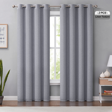Melodieux Linen-textured Blackout Room-Darkening Thermal Insulated Curtains