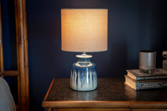 Better Homes & Gardens Ceramic Table Lamp, Ombre Blue Drip Glaze Finish