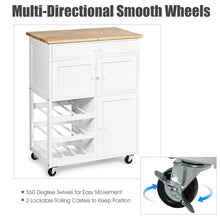 Gymax Modern Rolling Kitchen Cart Trolley Island Storage Cabinet w/Drawer&Wine Rack