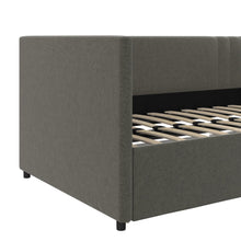 Queer Eye Charis Upholstered Daybed with Storage Drawers, Light Gray Linen, Twin size