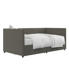 Queer Eye Charis Upholstered Daybed with Storage Drawers, Light Gray Linen, Twin size