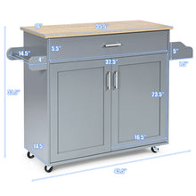 Costway Rolling Kitchen Island Cart Storage Cabinet w/ Towel & Spice Rack Gray