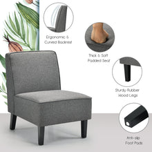 Gymax Set of 2 Armless Accent Chair Fabric Single Sofa w/ Rubber Wood Legs Grey