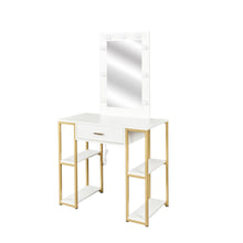 UBesGoo Vanity Table Set with Lighted Mirror, Makeup Table with Drawers, Dressing Vanity Tables, Dresser Desk for Girls, Women, White