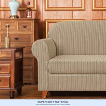 Subrtex Stretch 2-Piece Sofa Slipcover Striped Jacquard Couch Sofa Cover (Large, Beige Brown)