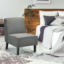 Gymax Set of 2 Armless Accent Chair Fabric Single Sofa w/ Rubber Wood Legs Grey