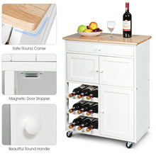Gymax Modern Rolling Kitchen Cart Trolley Island Storage Cabinet w/Drawer&Wine Rack