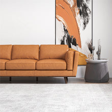 Austin Mid-Century Cushion Back Genuine Leather Upholstered Sofa in Tan