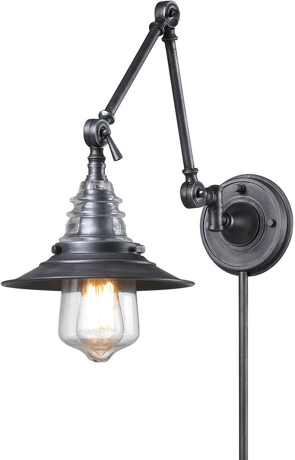 Insulator Glass 1-Light Swingarm Weathered Zinc