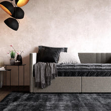 Queer Eye Charis Upholstered Daybed with Storage Drawers, Light Gray Linen, Twin size