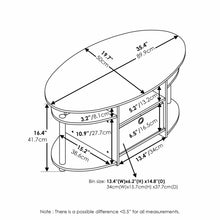 Furinno JAYA Simple Design Oval Coffee Table with Bin, Americano, Stainless Steel Tubes