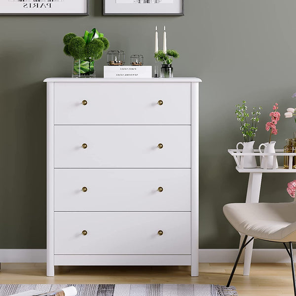 Vebreda Modern Drawer Dresser 4 Drawer Chest, White