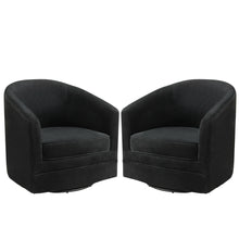 Gymax Set of 2 Modern Swivel Barrel Chair Velvet Accent Chair with Metal Base